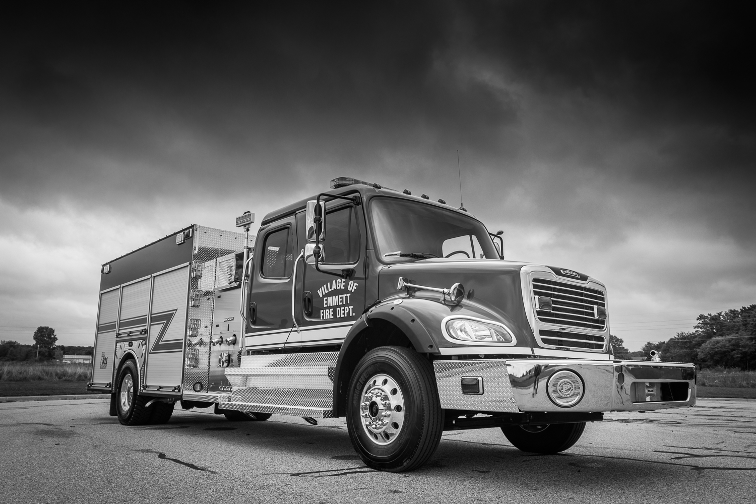 Black and White Fire Truck